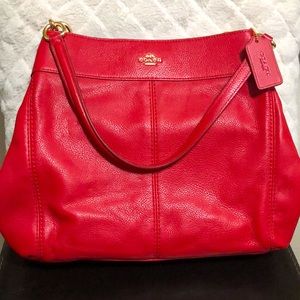 Coach Red Leather Handbag w/ gold accents